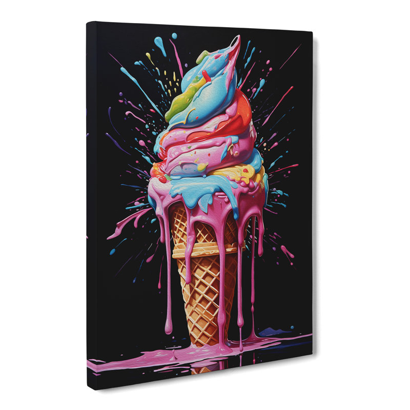 Ice Cream Hard Edge Painting Art - No Frame Print, 76cm H x 50cm W x 3cm D