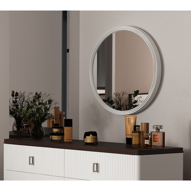 Carena Gray Round Mirror