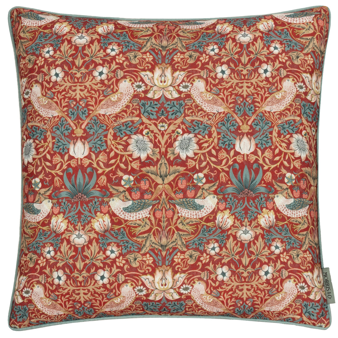 Strawberry Thief Indoor / Outdoor Floral Square Throw Pillow Cover