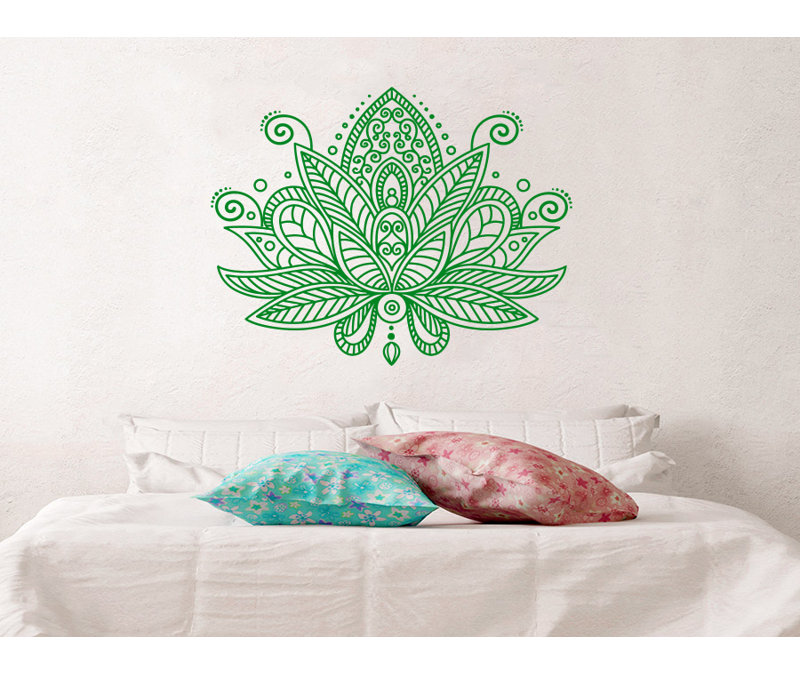Décalcomanie murale fleur mandala lotus Estrella, Vert tilleul