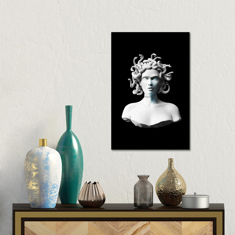 Giclée sur toile tendue avec méduse décontruite, H 18 po x l 12 po