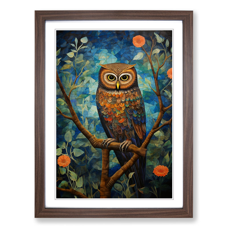 Owl Orphism No.2 - Framed Print, 34cm H x 25cm W x 2cm D, Walnut Framed