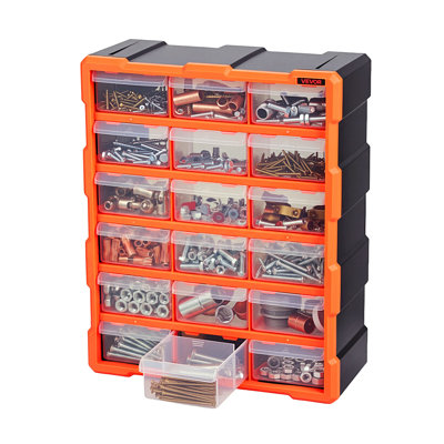 18-Drawer Storage Organizer, Plastic, Drawer Storage Cabinet for Garage Organization, Stackable Small Parts Organizer, Wall-Mounted Toolbox, for Hardware, Beads, Screws, Crafts, Building Bricks