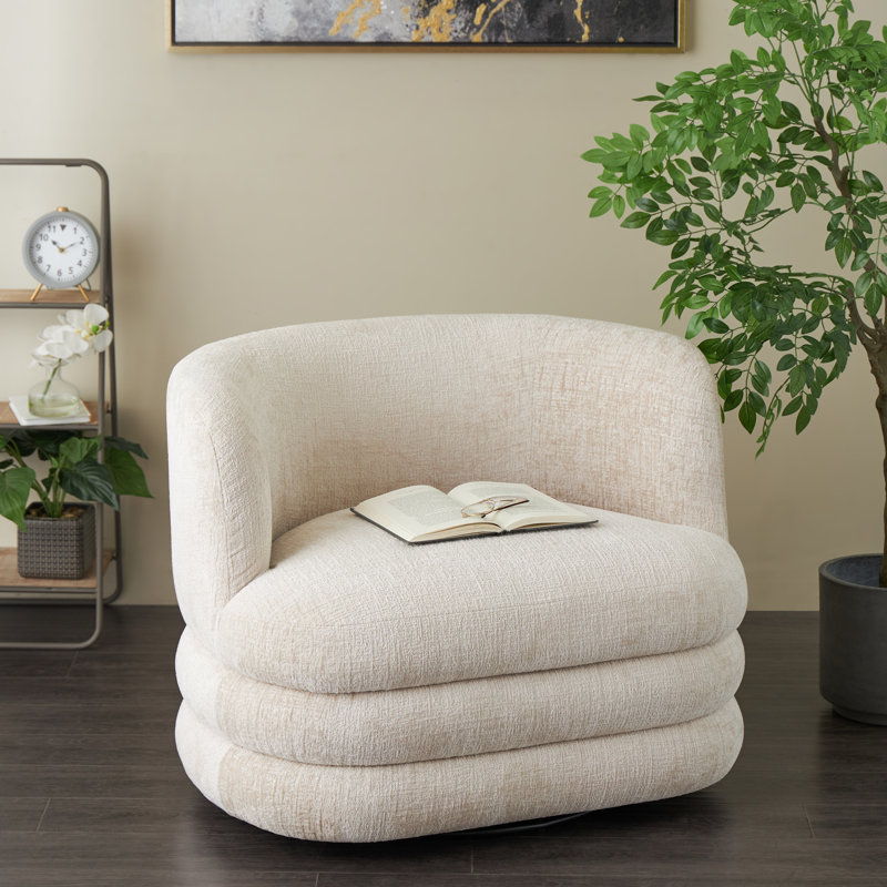 Fauteuil d'appoint pivotant arqué en polyester beige