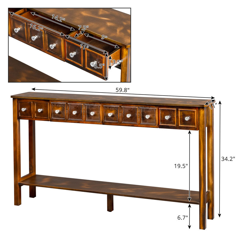 60.03'' Console Table, Brown