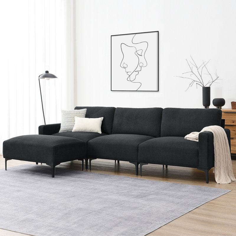 Canapé modulaire moderne avec repose-pieds convertible, Gris foncé