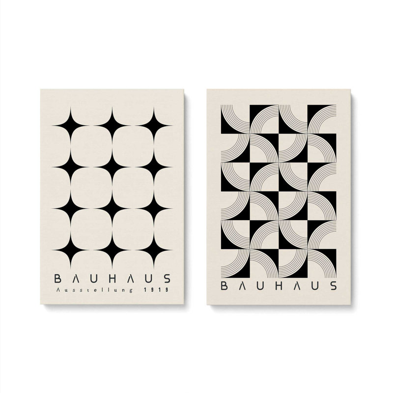 Patterned Bauhaus Set of 2 Canvas Prints, Wrapped Canvas, Does Not Apply, 48" H x 64" W x 1.75" D