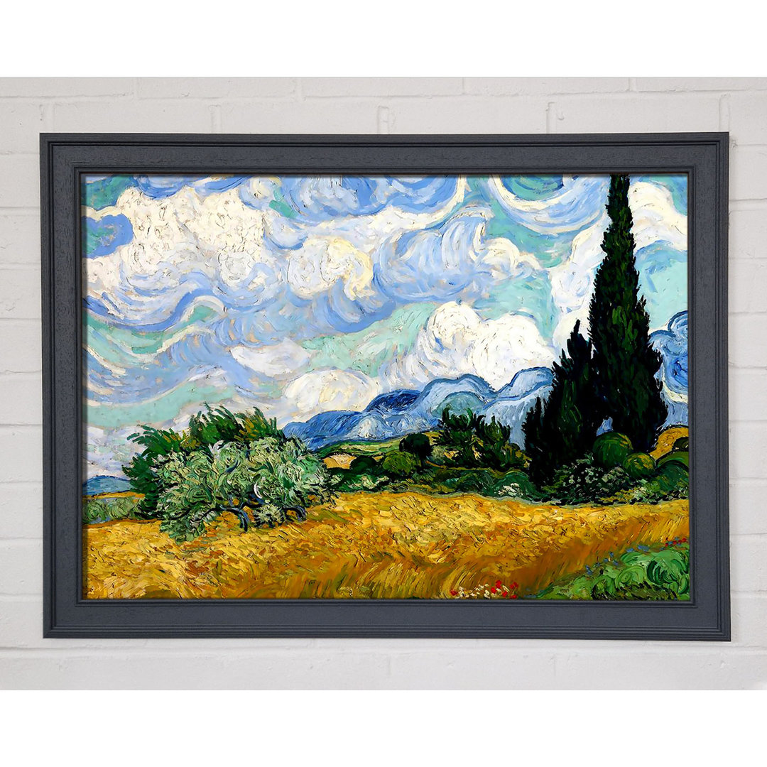 Gerahmtes Leinwandbild Wheat Field With Cypresses von Van Gogh