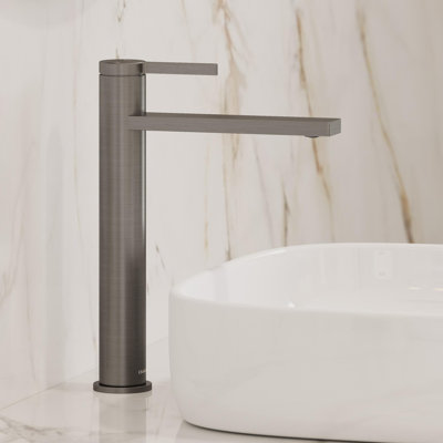 Tinian 12" H Vessel Sink Faucet with Pop-Up Drain, Single-Hole Single-Handle Modern Bathroom Faucet