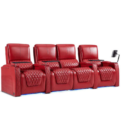 Zero Gravity Home Theater Seating Top Grain Leather Recliner Sofa Power Headrest Footrest Red -  Orren Ellis, AD0C811C76C548A784F1DDFA73520784