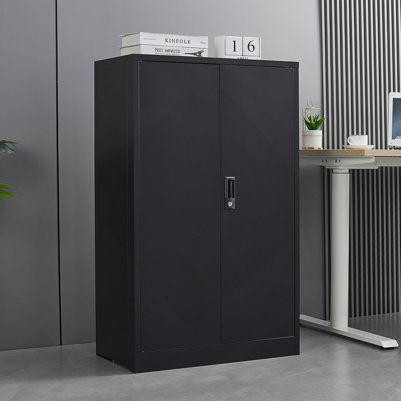 Armoire de rangement en métal avec portes verrouillables et tablette réglable