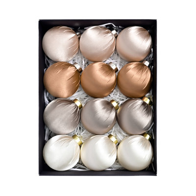 6cm/12pcs Christmas Glossy Hanging Ball Ornaments 4 Color Mixed Color Silky Satin Christmas Balls Festive Atmosphere Christmas Tree Decoration Ball Satin Christmas Ball Decor,h