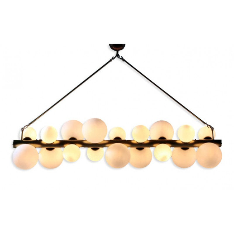 Grand lustre italien Elva, Laiton, Blanc, H 48 po x l 24 po x P 24 po