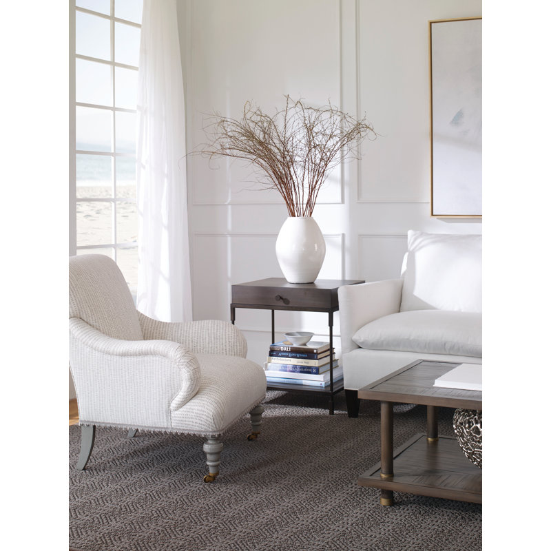 Caribe Solid Wood End Table, Bronze, Mink Gray