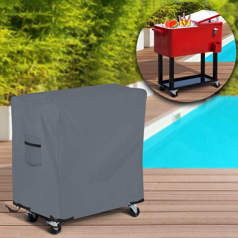 Heavy Duty Cooler Cart Cover, 18 OZ, 32" H x 34" W x 20" D, Gray