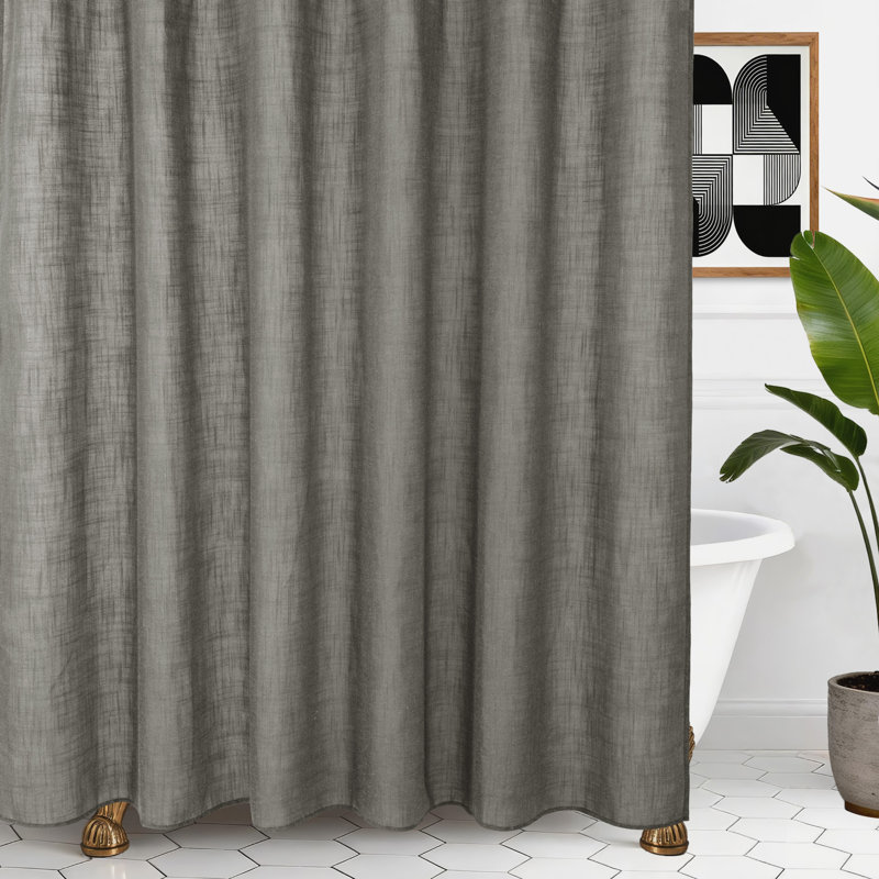 Linen Blend Single Shower Curtain, Charcoal Gray