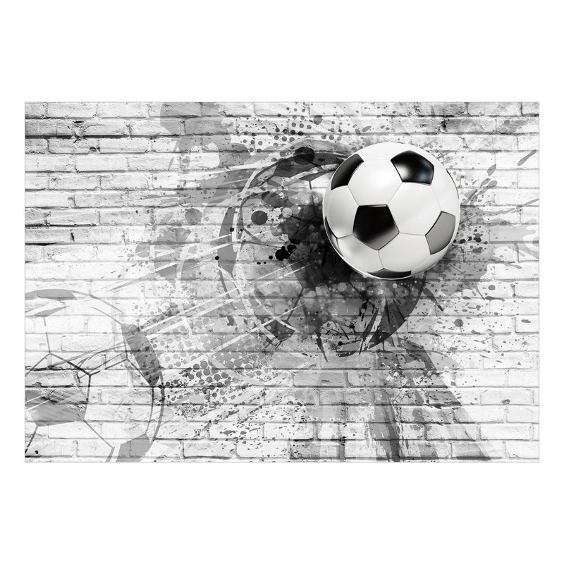 Cayuga Football Soccer Wallpaper, Black/White, 96" L x 137" W, Non-Woven
