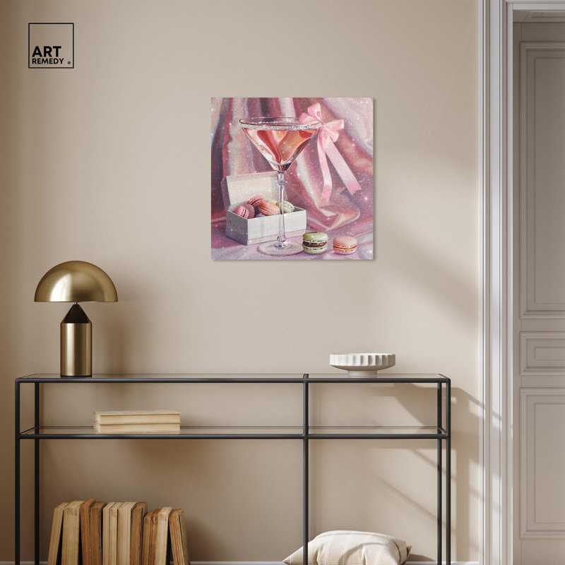 Art sur toile Macarons and Drink, H 20 po x l 20 po, Toile tendue