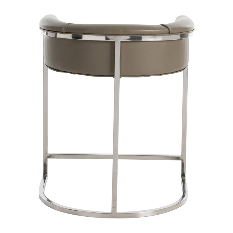 Calvin Upholstered Counter Stool with Metal Frame, Counter Stool (25" Seat Height), Silver, Brown