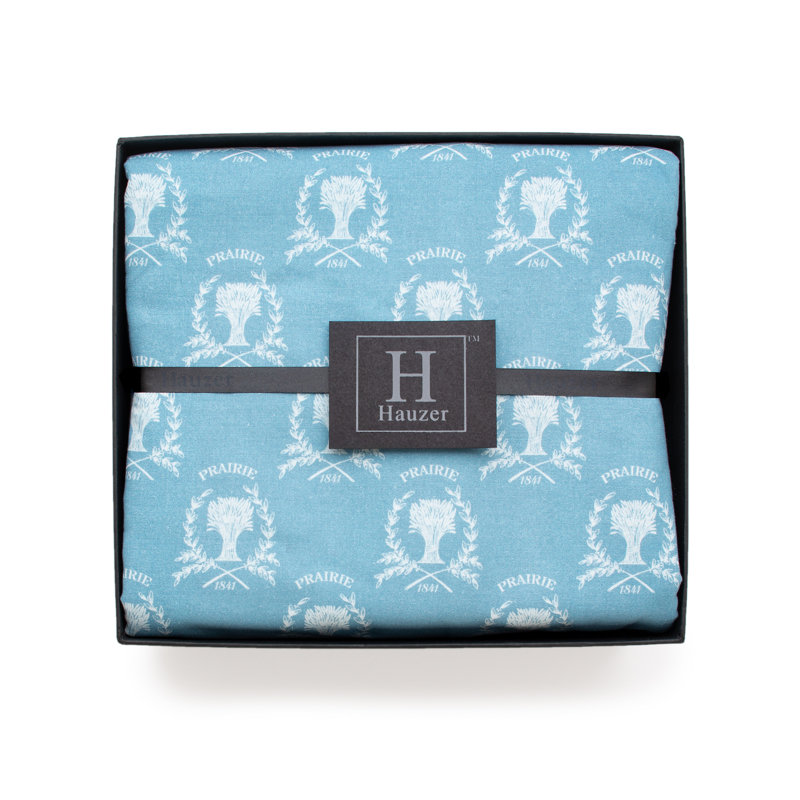 Ensemble de draps 100% coton Farmhouse, Drap-housse grand avec 2 taies d'oreiller, Bleu