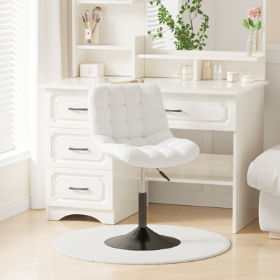 Swivel Upholstered Boucle Adjustable Height Bar Stool