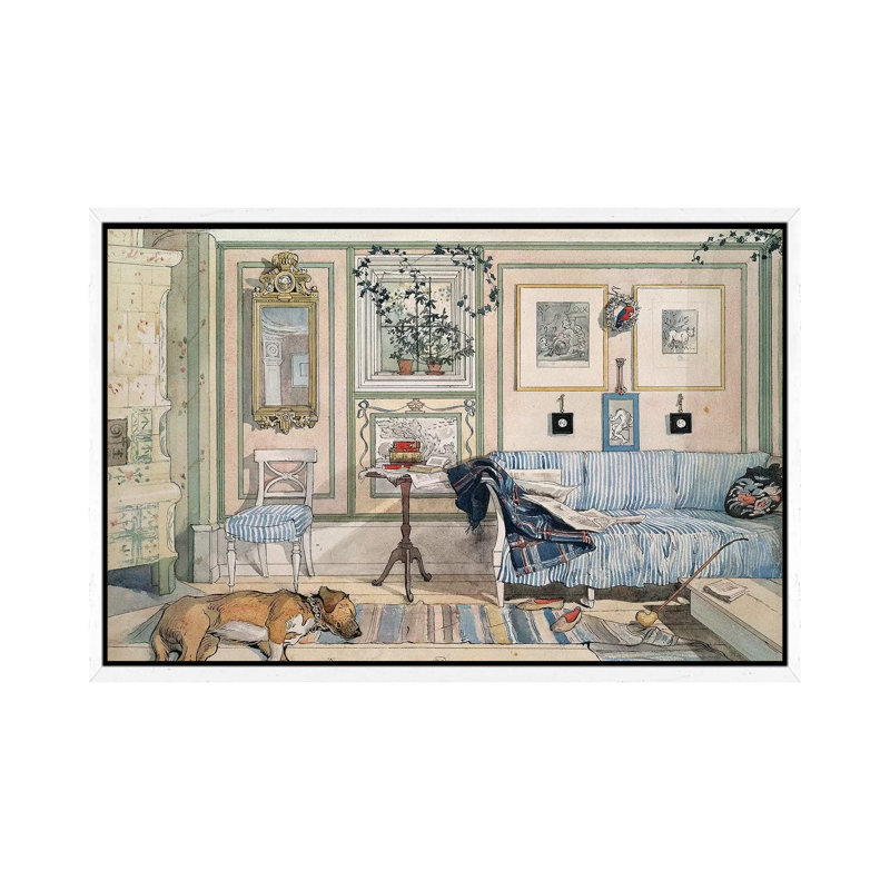 Larsson: Home, C.1895 by Carl Larsson - Painting on Canvas, 66.04 cm H x 45.72 cm W, White Framed