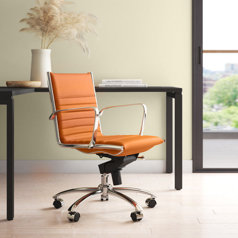 Chaise de travail Naida, Similicuir cognac, Oui