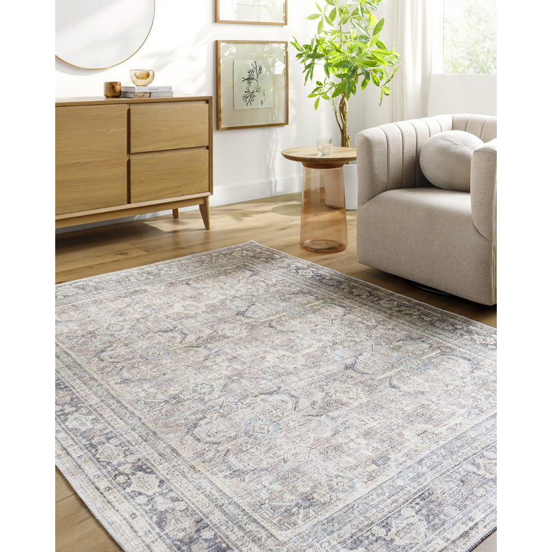 Becki Owens x Surya Machine Washable Oriental Boho Light Silver Area Rug, Rectangle 200 x 275cm