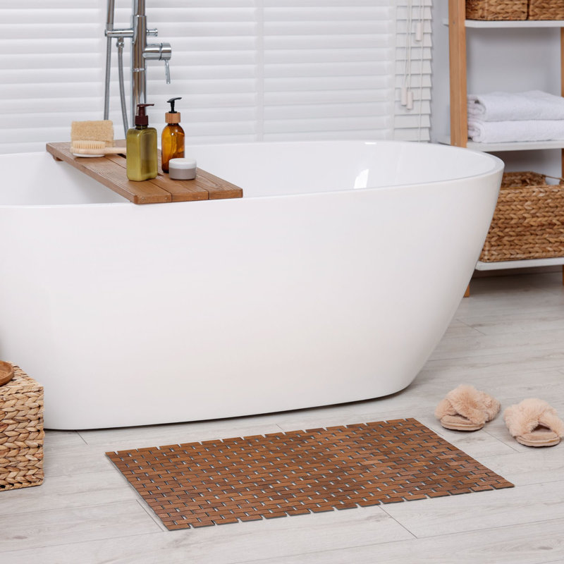 Tapis de bain long en bambou, Brun foncé