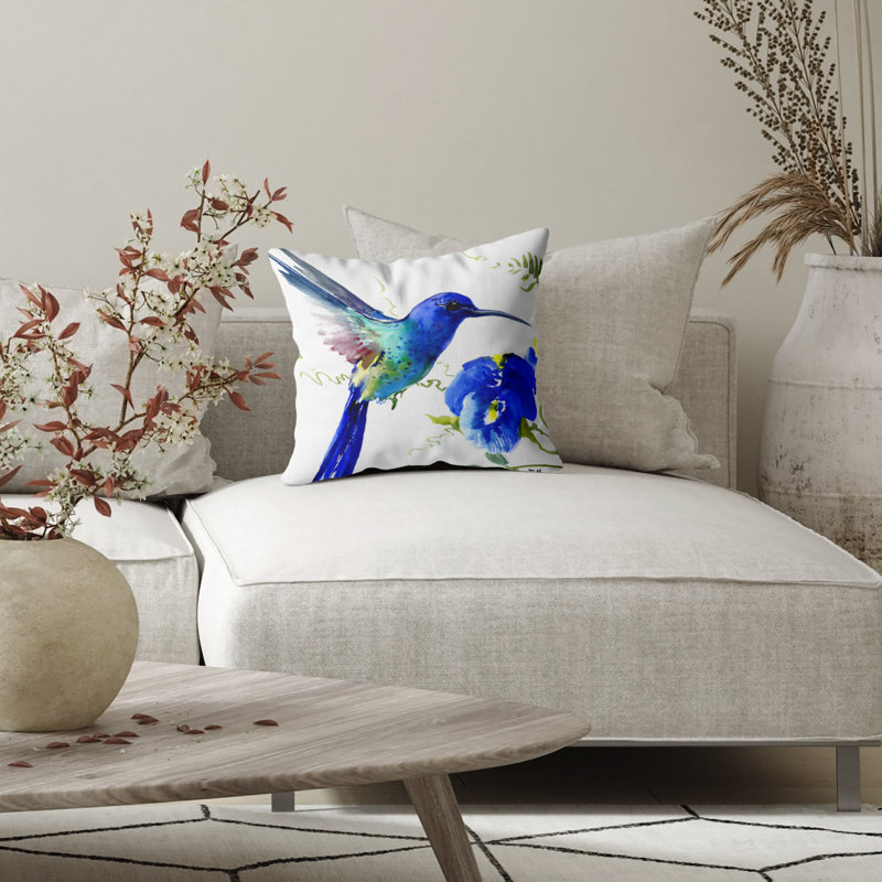 Housse et insert de coussin carré Hummingbird, 14 po x 14 po
