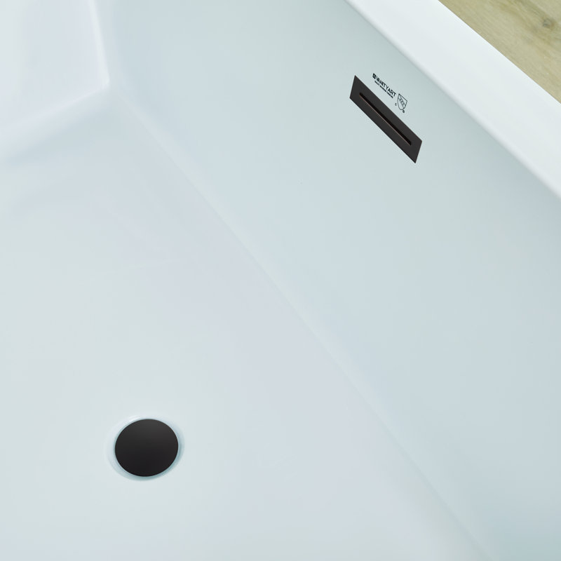 67'' x 31'' Freestanding Soaking Acrylic Bathtub, White/Matte Black