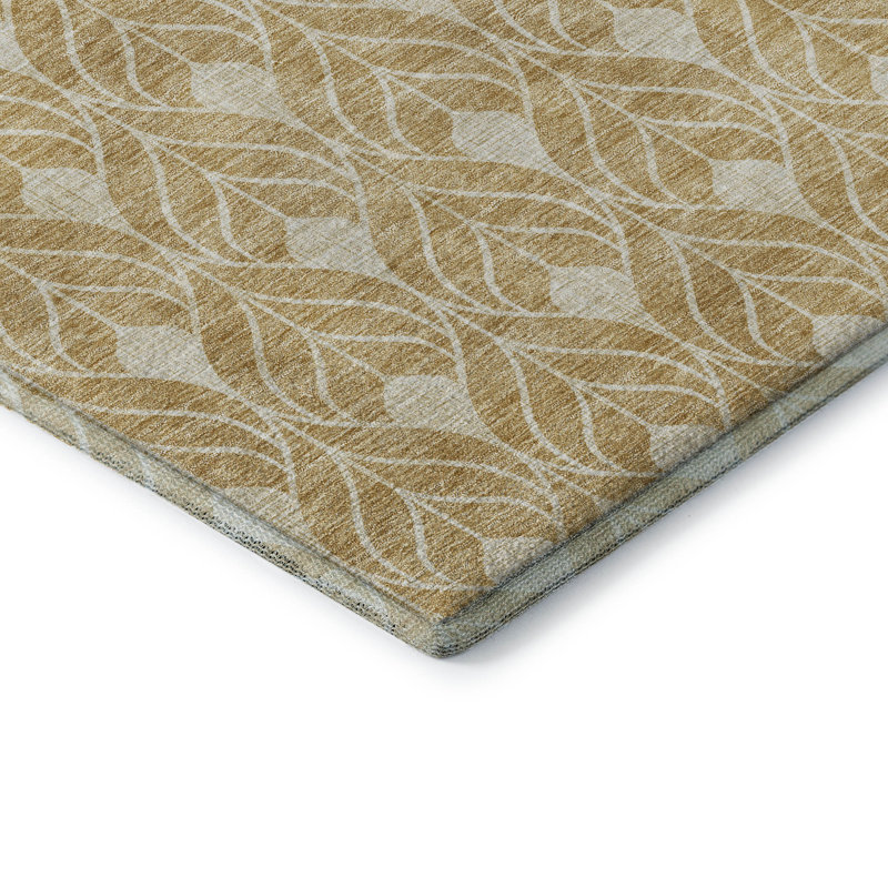 Premium Machine Washable Prisco Gold Rug, Rectangle 9' x 12'
