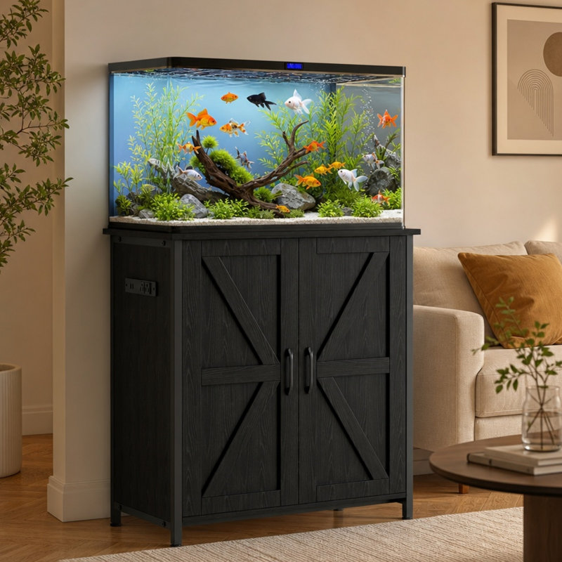Support d'aquarium de 20 gallons avec prises de courant intégrées, table de rangement pour aquarium, support polyvalent pour aquariums de tortues et terrariums de reptiles