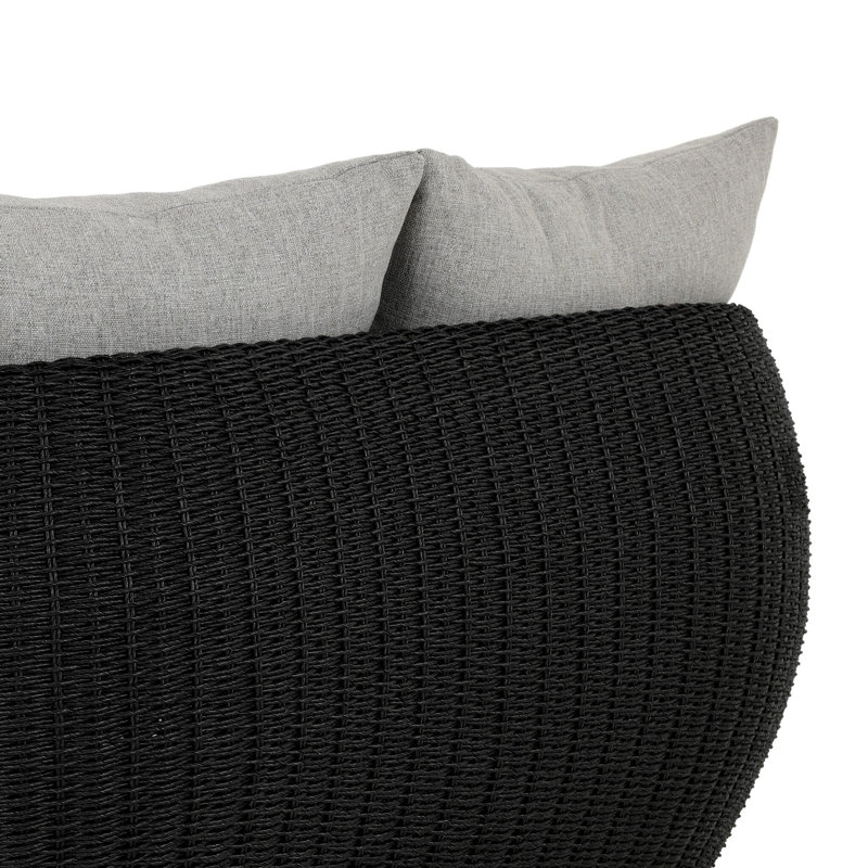 Double chaise d'extérieur Fifield Hyacinth Fifield, Imitation jacinthe noire, Noir