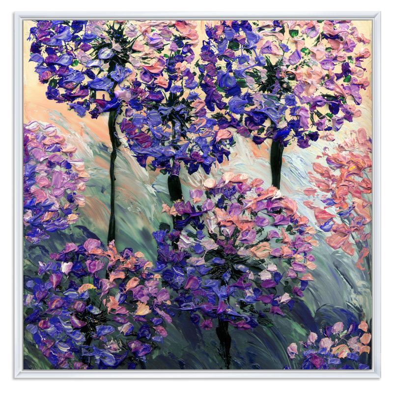 Nature morte rétro fleurs de lilas III - œuvre d'art traditionnelle sur toile, H 16 po x l 16 po x P 1 po