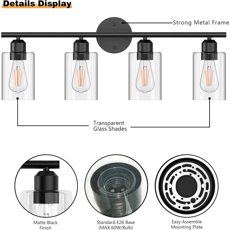 Luminaires de meuble-lavabo 4 lumières 4 lumières