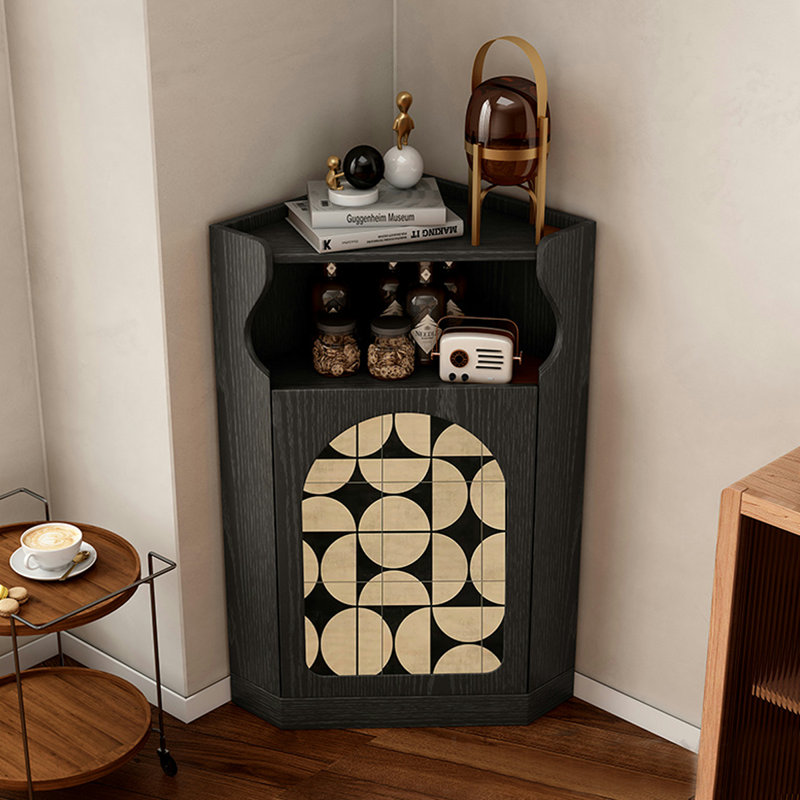 Armoire de coin noire en bois massif