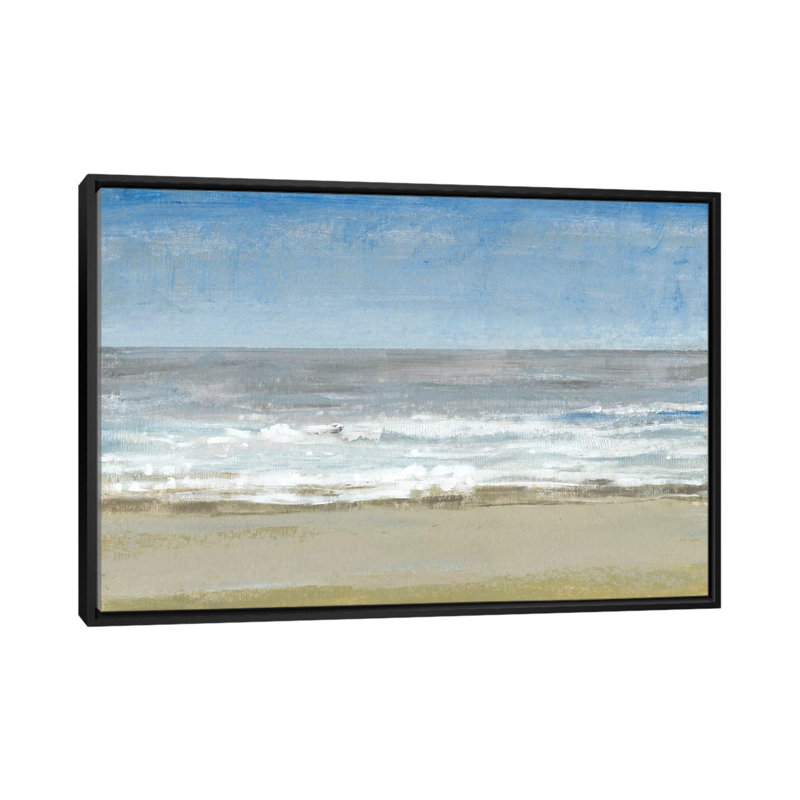 « beach marching day i », reproduction sur toile, H 18 po x l 26 po x P 1,5 po, Toile avec cadre noir, Pas de tapis