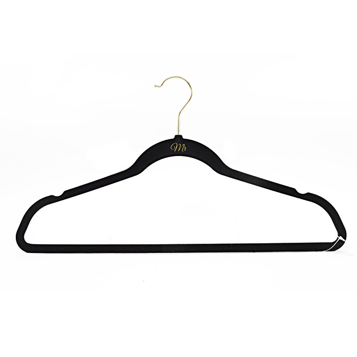 Cintre en velours pour adultes Campbell, Noir / or