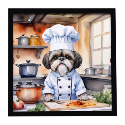 Shih Tzu The Chef Framed Metal Print