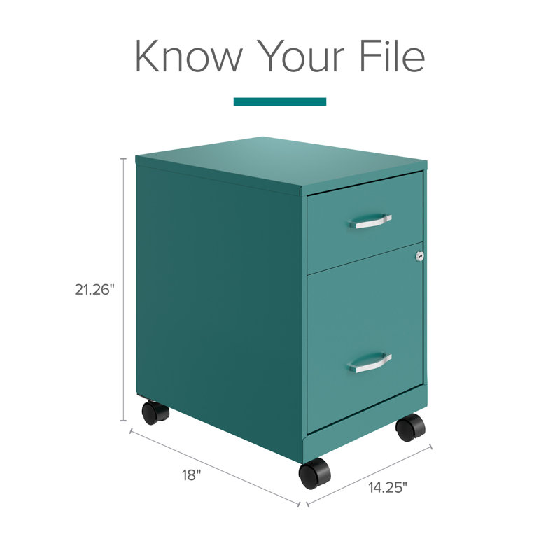 Ervehe 18'' Deep Mobile File Cabinet with Accessory Drawer, Teal