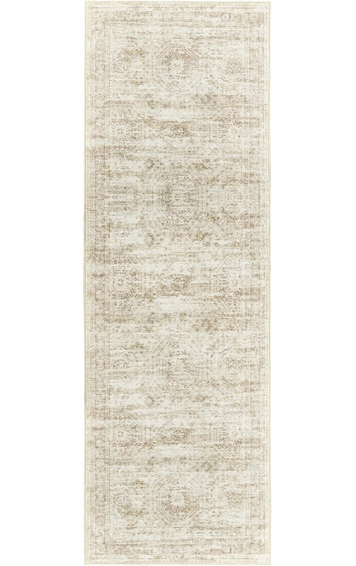 Vintage Distressed Non Slip Washable Area Rug(Beige), Runner 2' x 8'