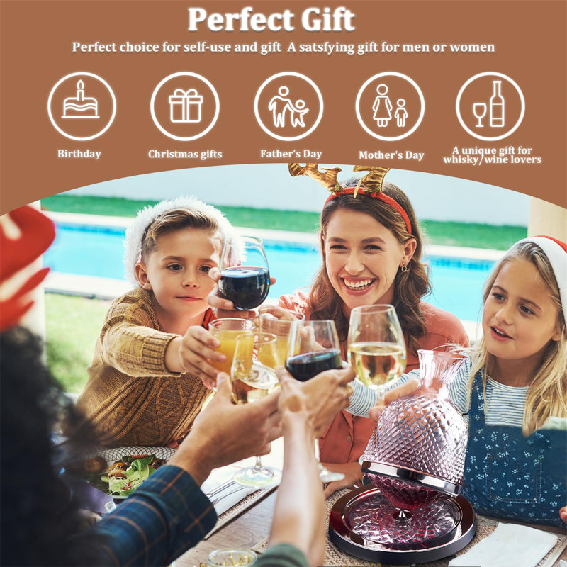 Red Wine Decanter 50Oz/1500Ml, 360° Rotating Decanters
