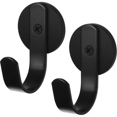 Magnetic wreath hook with rubber coating, suitable for refrigerators and metal entry doors, black, 2-pack.