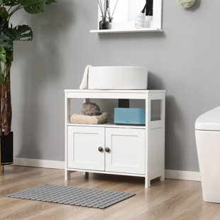 kleankin Pedestal Sink Storage Cabinet, Under Sink Cabinet with Double –  ShopEZ USA