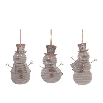  Ensemble de 3 décorations de Noël en métal bonhomme de neige