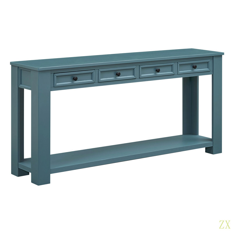 Console / canapé avec tiroirs de rangement et tablette inférieure pour le vestibule, Bleu très foncé