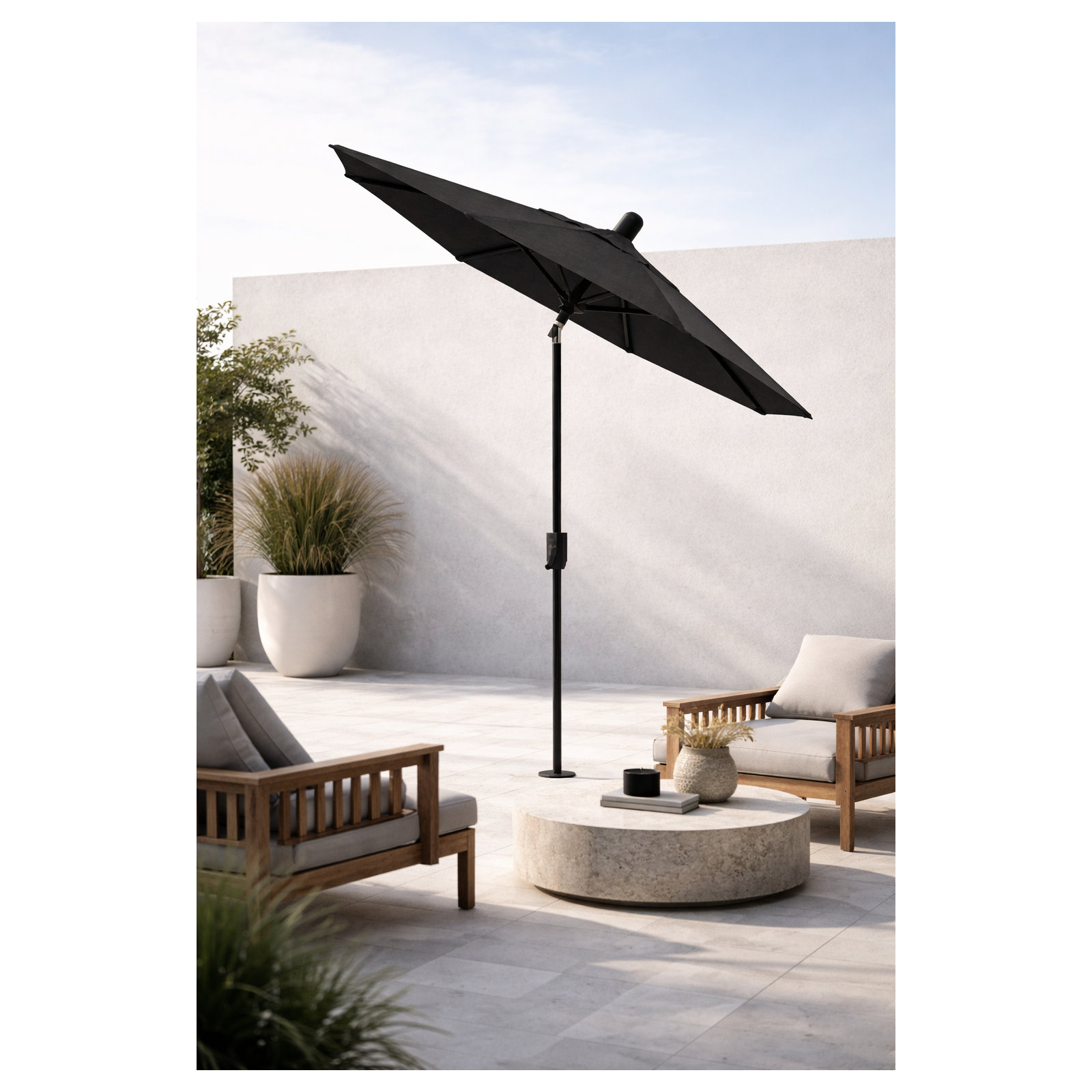 Natalie 74.5'' Outdoor Umbrella, Antique Bronze, Black