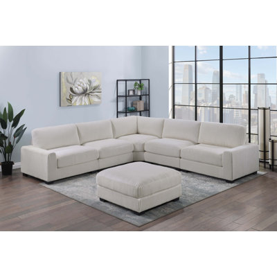6- Piece Corduroy Modular Sectional & Ottoman