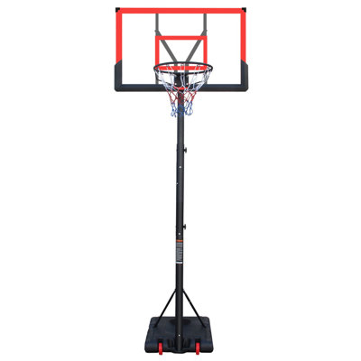 Basketball Hoop 5.73-10ft Height Adjustable Portable Basketball Goal With 44in Backboard & Wheels, Red Indoor Outdoor Basketball Stand